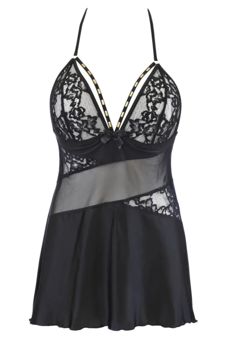 Babydoll schwarz mit String