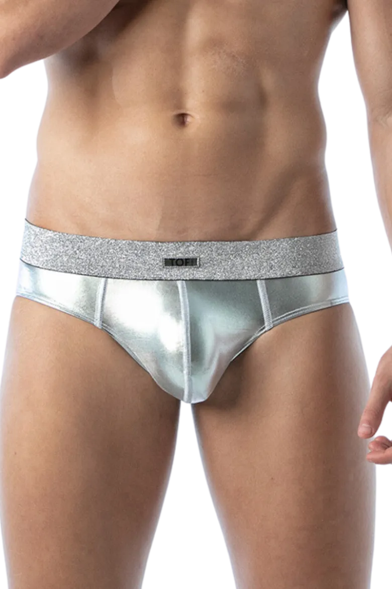 Herren Slip silber Glitzer