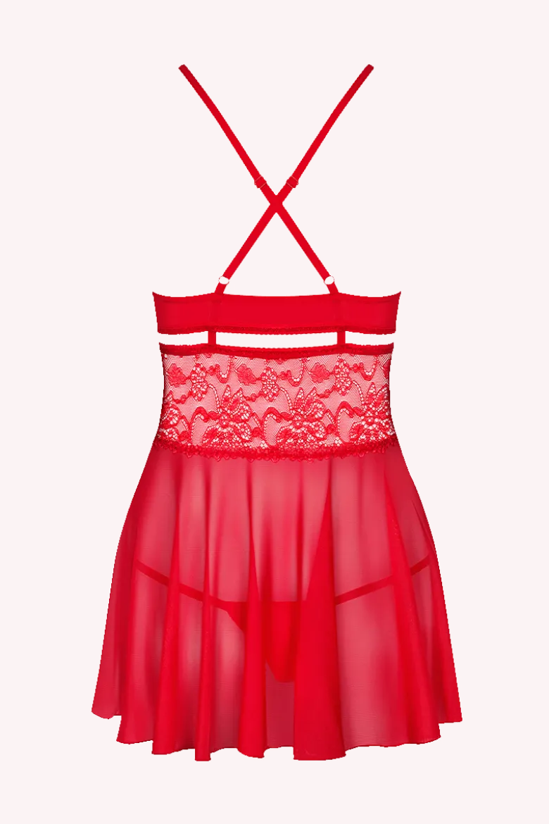 Rotes Babydoll mit Spitze