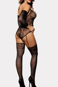 Straps-Bodystocking mit Armstulpen