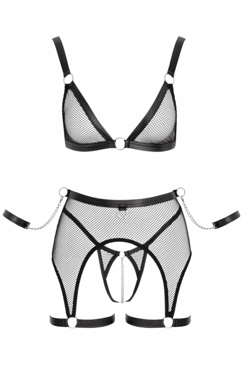 4tlg. Dessous-Set in Netzoptik