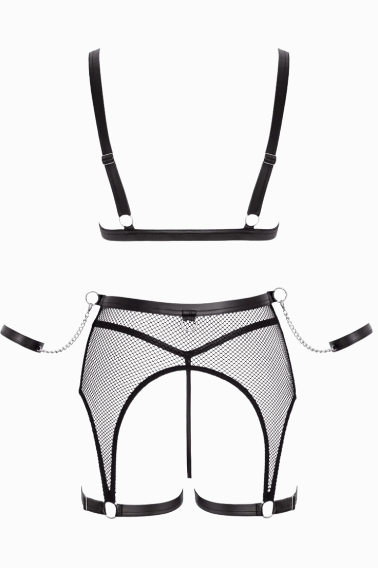4tlg. Dessous-Set in Netzoptik