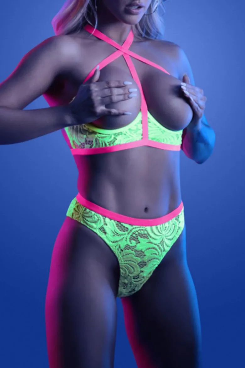 2tlg. Dessous Set neon