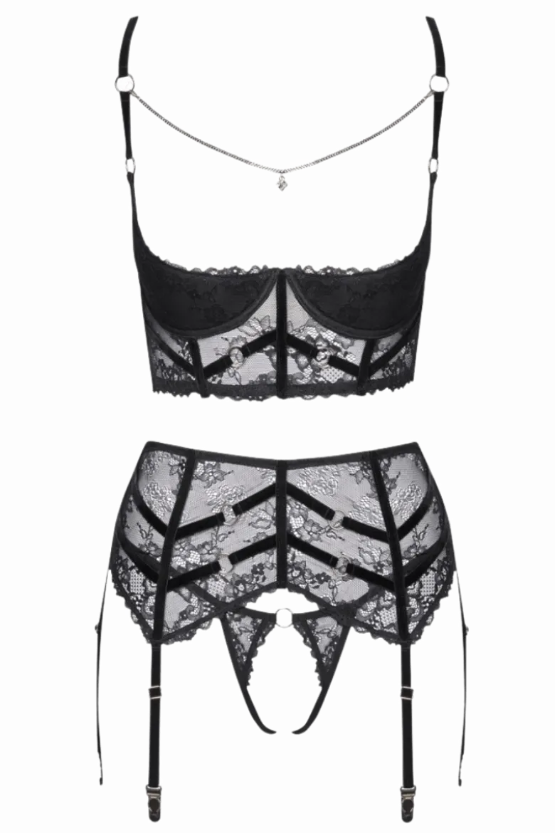 3tlg. Lingerie-Set ouvert