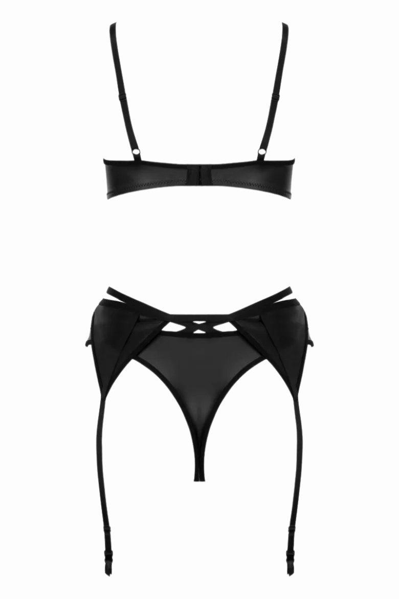 3tlg. Set Wetlook schwarz