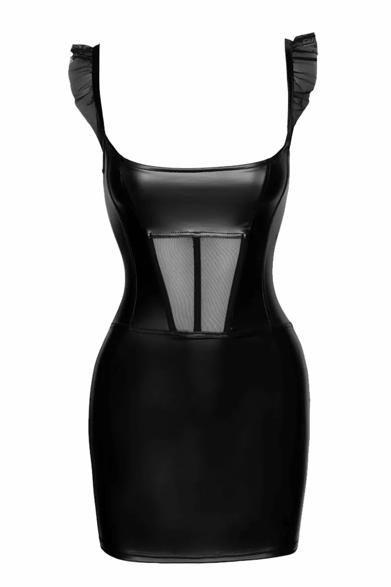 Wetlook Minikleid mit Tüll-Einsatz